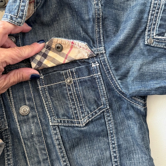 Baby kid vest jacket denim jean 4T Burberry removable hood blue - Picture 4 of 5